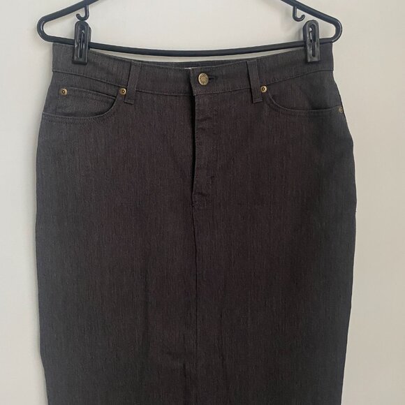Jones New York Sport Dark Grey Denim Straight Maxi Skirt Size 10 - Picture 2 of 6